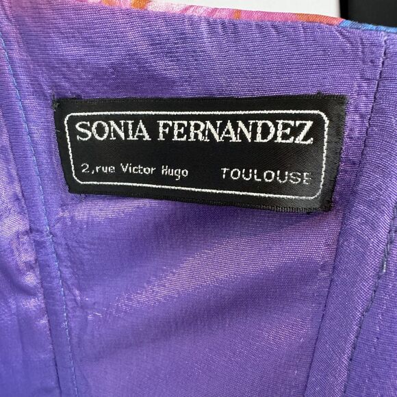 Sonia Fernandez Colorful Silk Dress Made In France Women’s Size M? Wrap Style - Picture 12 of 13